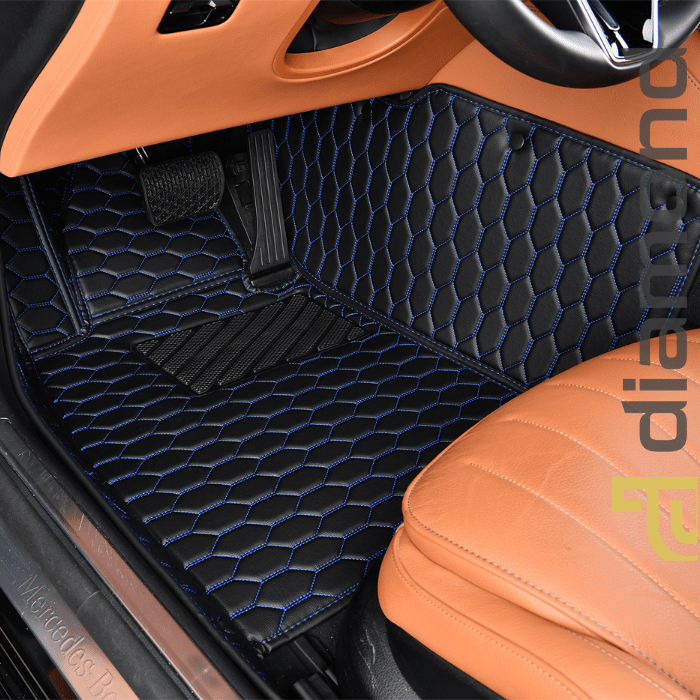 New Black and Blue HoneyComb Design Diamond Car Mats www.diamondcarmats.com New Black and Blue HoneyComb Design - Image 4